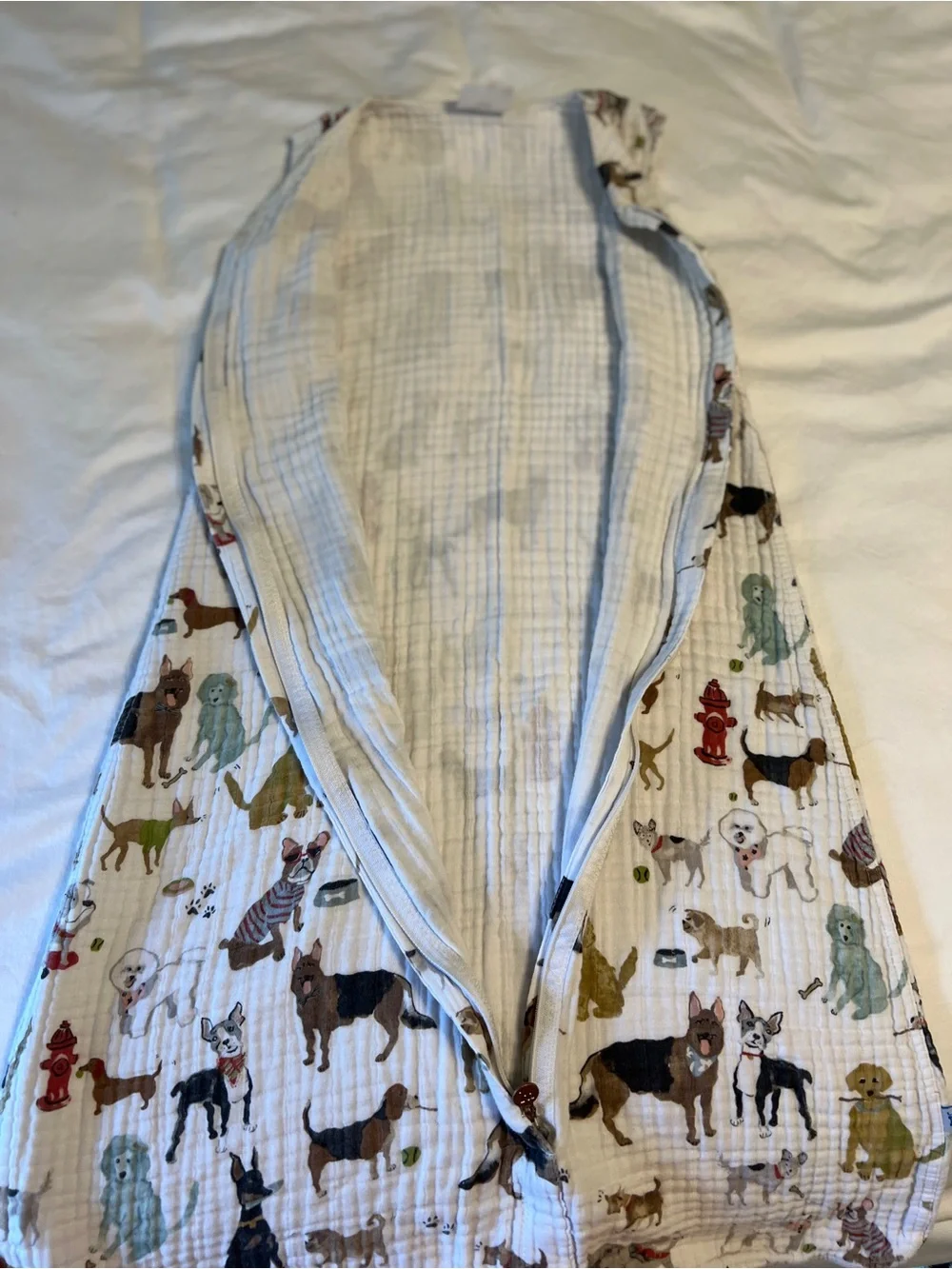 Little Unicorn Woof Dog Print Muslin Sleep Sack XL 18-24M